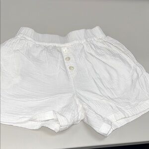 Madewell White High-Waist Button-Front Cotton Shorts size small